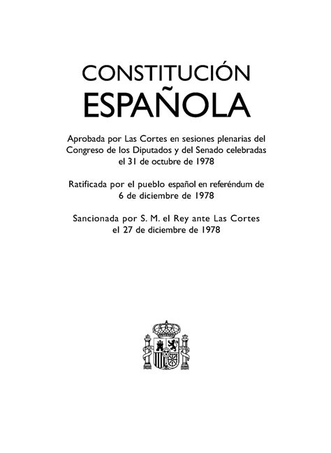 Constitución ConstituciÓn EspaÑola Aprobada Por Las Cortes En