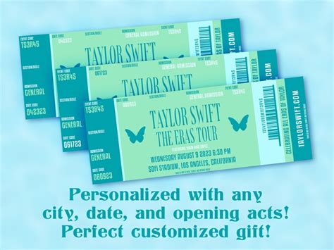 Personalized Taylor Swift Eras Tour Commemorative Ticket Etsy