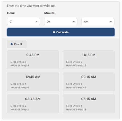 Sleep Calculator - PureTables.com