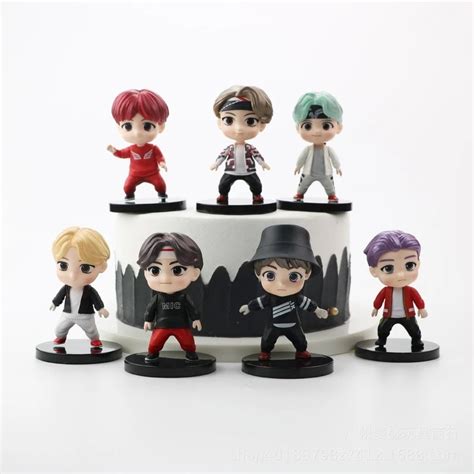 7pcs Set Cake Topper BTS Toy Birthday Party Supplies Figure Table