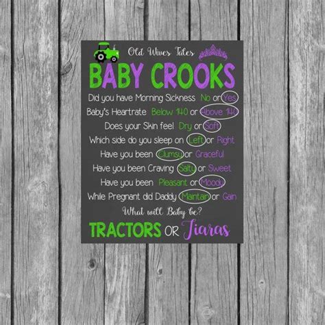 Old Wives Tales Gender Reveal Baby Shower Chalkboard Tractors Or Tiaras