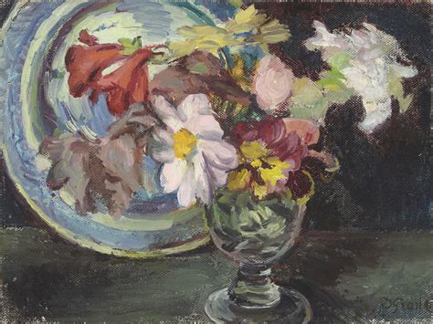 Duncan Grant 1885 1978 Still Life With Dahlias In A Glass Christies