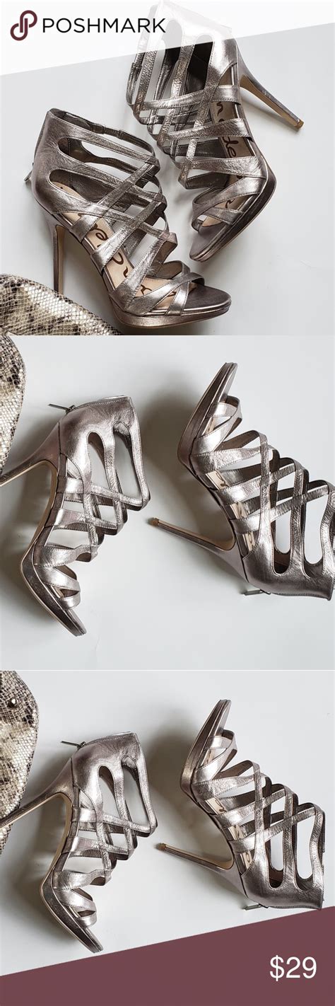 Sam Edelman Gladiator Silver Pewter Metallic Heels Heels Sam Edelman