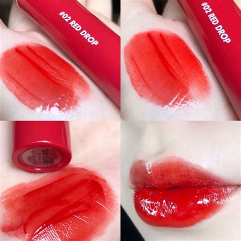 Son Bóng Romand Glasting Water Tint 02 Red Drop 4g đôi Môi Căng Mịn