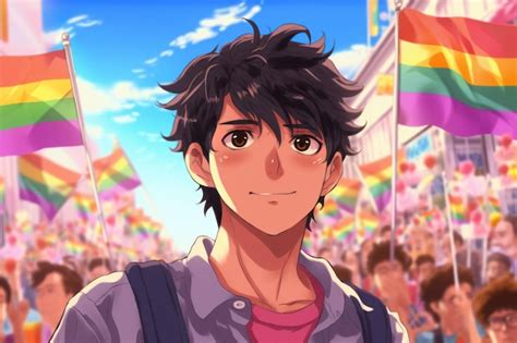 Premium AI Image A Shy Man At The Gay Parade