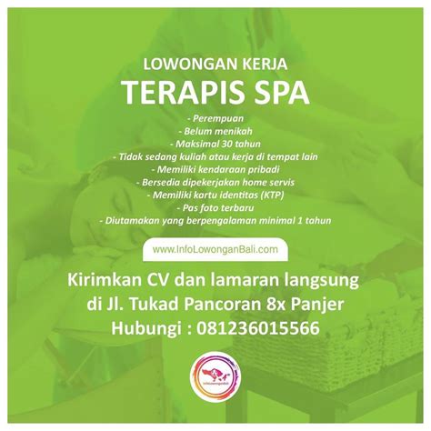 Loker Bali Aranahomespa Membutuhkan Terapis Spa Home Servis Denpasar