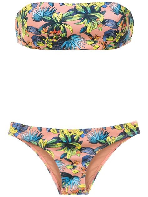 AMIR SLAMA Printed Bikini Neutrals Editorialist