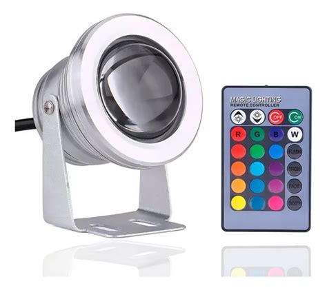 Mini Refletor Holofote Led Rgb Multi Cores W Prova D Gua Cor Da