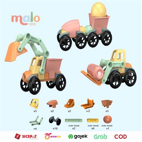 Jual MALOTOYS DIY Magnetic Trucks Cars Mobil Mobilan Magnet Sticks