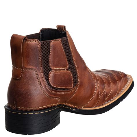 Botina Bota Texana Escamada Masculina Bico Quadrado Pinh O Cowboy Ref