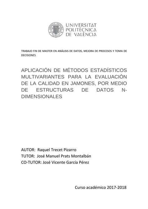 Pdf Aplicaci N De M Todos Estad Sticos Multivariantes Para Dokumen