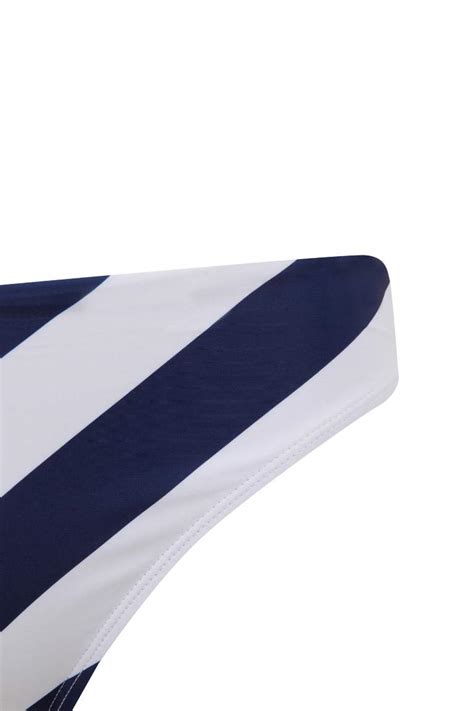Navy WOMAN Fall In Love Regular Fit Striped Bikini Bottom DeFacto