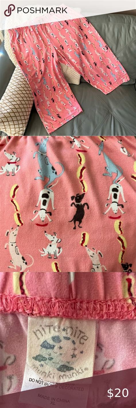 Womens Nite Nite Munki Munki Dogs Cropped Pajama Pants Xl Pink Pajama