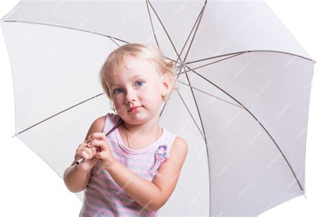 Premium Photo | Child with umbrella isolated on white background