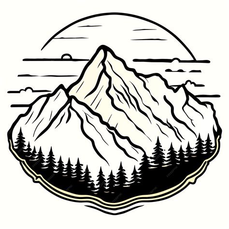 Premium Vector | Hand drawn mountain outline illustration