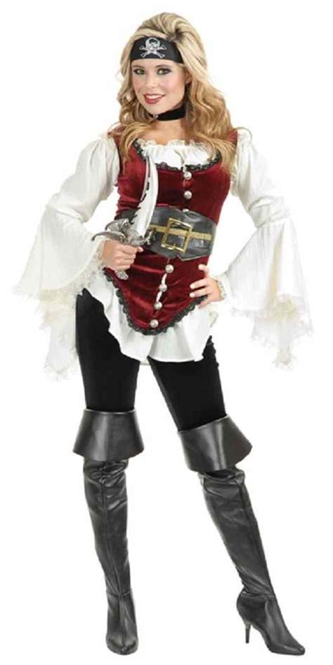 Pirate Lady Blouse White Shirt Caribbean Fancy Dress Halloween Costume