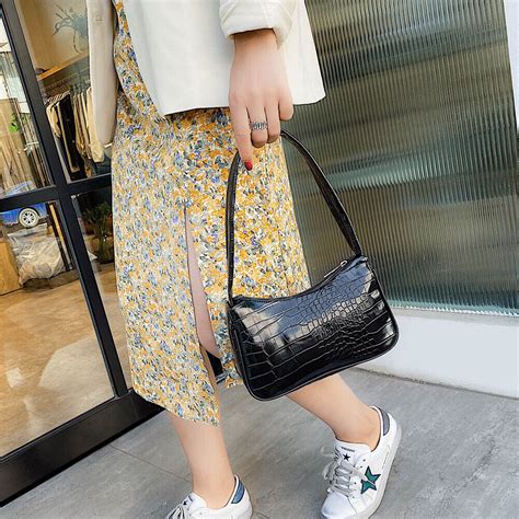 Retro Alligator PU Leather Handbag Women Casual Totes Shoulder Bag