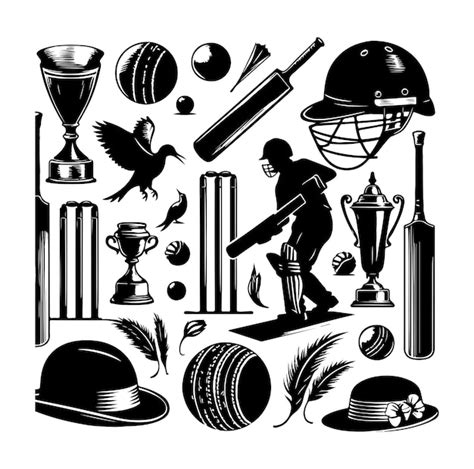 Premium Vector Vintage Cricket Elements Collection Vector