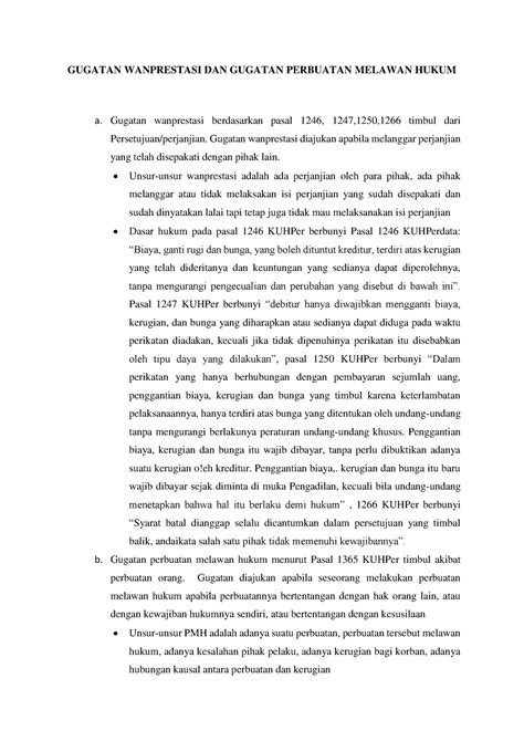 Gugatan Wanprestasi DAN Gugatan Perbuatan Melawan Hukum GUGATAN