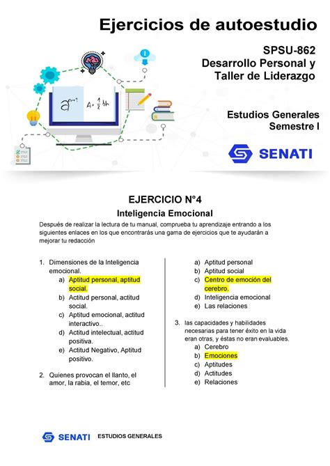 Ejercicio Unidad 04 Desarrollo Personal Y Taller De Liderazgo Senati