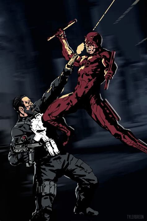 Artstation Daredevil Vs Punisher Tyler Breon Marvel Pinterest