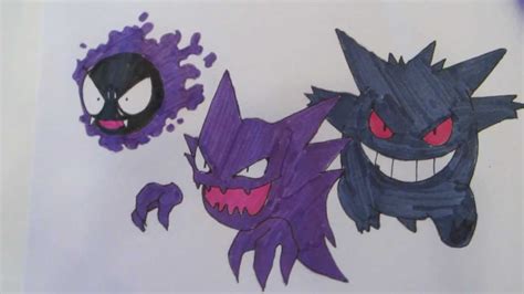 How To Draw Pokemon No92 Gastly No93 Haunter No94 Gengar Youtube