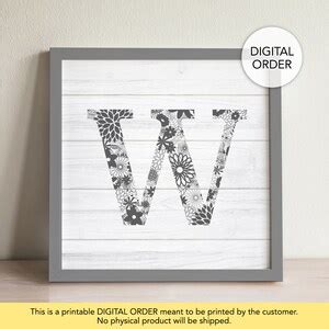 Letter W, Letter W Wall Decor, Letter W Print, Printable Letter W, W ...