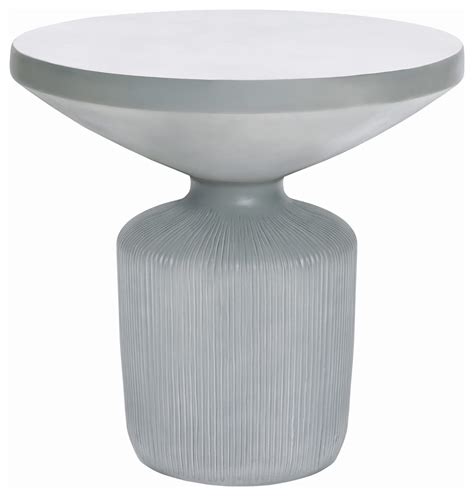 Luxenhome Light Gray Mgo Indoor And Outdoor Round Side Table