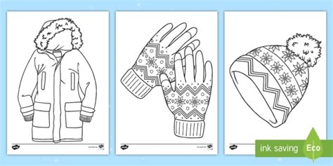 Winter Clothing Colouring Page (teacher made)