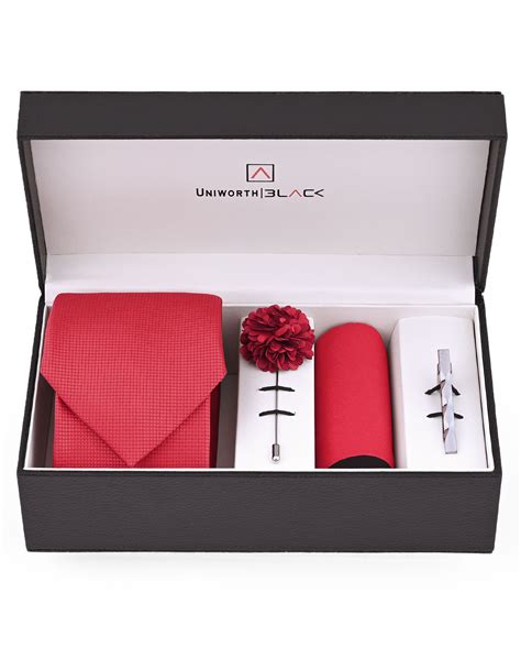 Uniworth| Men Red Texture Accessories Gift Box