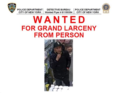 Nypd 110th Precinct On Twitter 🚨wanted🚨for Grand Larceny On 3 4 23