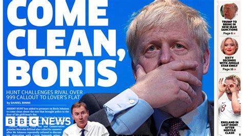 Newspaper Headlines Boris Johnson Urged To Come Clean On Partner Row