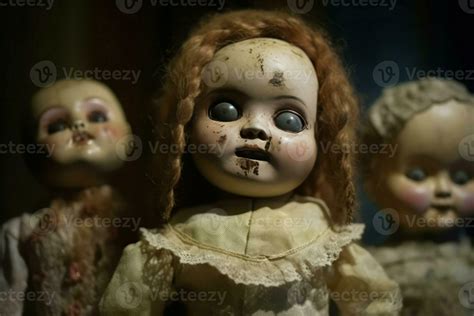 Dolls scary creepy toys portrait dark. Generate Ai 33229843 Stock Photo ...