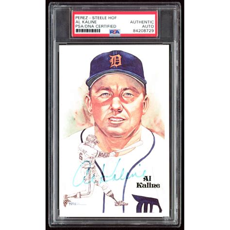 Al Kaline Signed Le Perez Steele Hall Of Fame Postcard