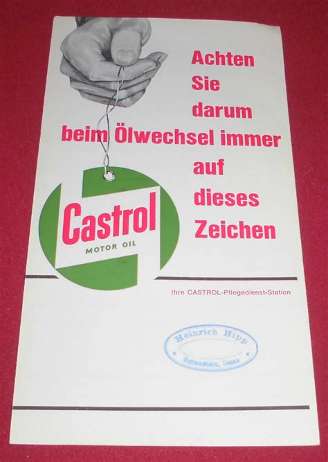 Dachbodenfund Alt Falt Blatt Castrol Motor L Kfz Er Er Reklame