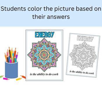 Color By Number Calculating Kinetic And Potential Energy TPT