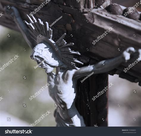 Jesus Christ Crucified Ancient Sculpture Details Stock Photo 574906831 ...