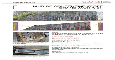 Mur De Soutenement Cff Grandvaux Vd Geotest Pdf Filemur De