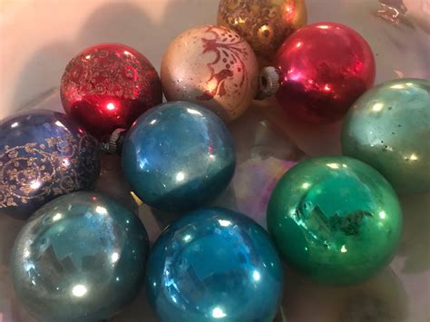 Vintage Shiny Brite Ornaments Glass Ball Ornaments Usa Set Of 10 Shiny Brite Ornaments Shiny