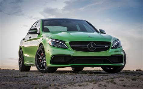 Download Wallpapers Mercedes Benz C63 Amg 2018 Green C63 Exterior