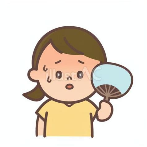 うちわをあおいでいる女性イラスト - No: 26674617｜無料イラスト・フリー素材なら「イラストAC」