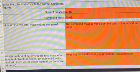 Solved D E F с Individual Masses H Object 1 2 3 4 5 6 7 8