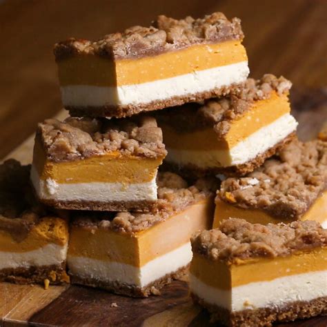 Pumpkin Cheesecake Bars Recipe By Tasty