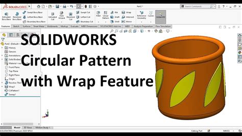 Solidworks Advanced Creating Circular Pattern Of Wrap Feature Youtube