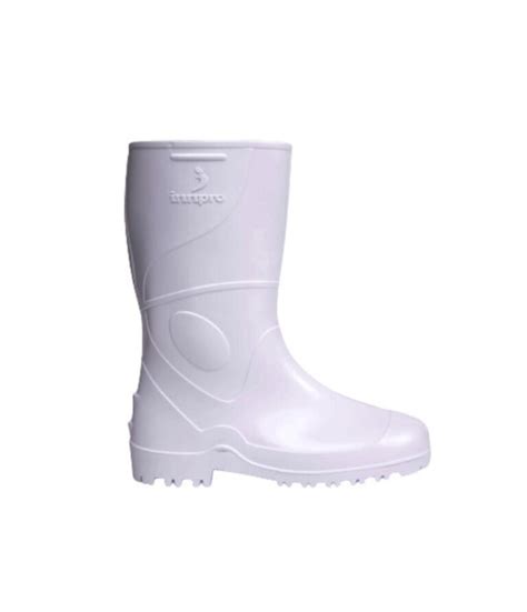 Bota PVC branca cano médio forro ROAN