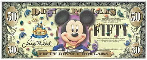 Celebrating Disney Dollars Currency With Character Disney Money