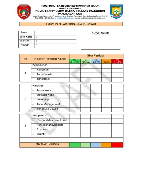 Form Penilaian Kinerja Pegawai 2024 Pdf