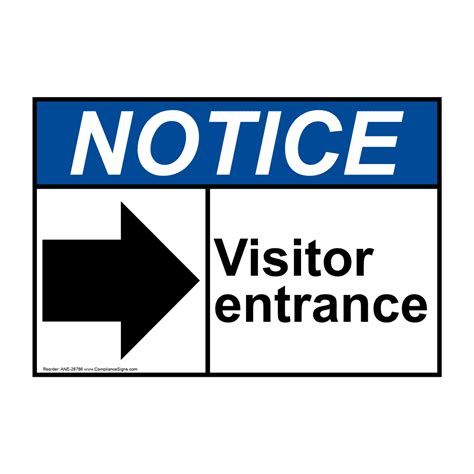 Ansi Visitor Entrance Right Arrow Sign With Symbol Ane 28786