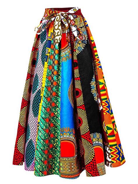 African Maxi Skirt Ankara Tradition Long Skirts One Szie Shenbolen