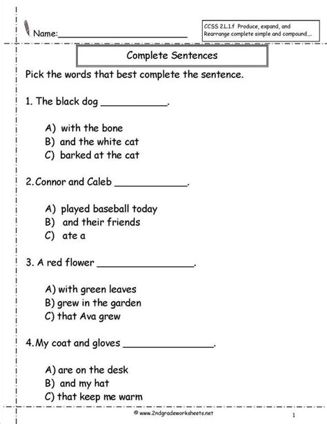 Sentence For First Grade